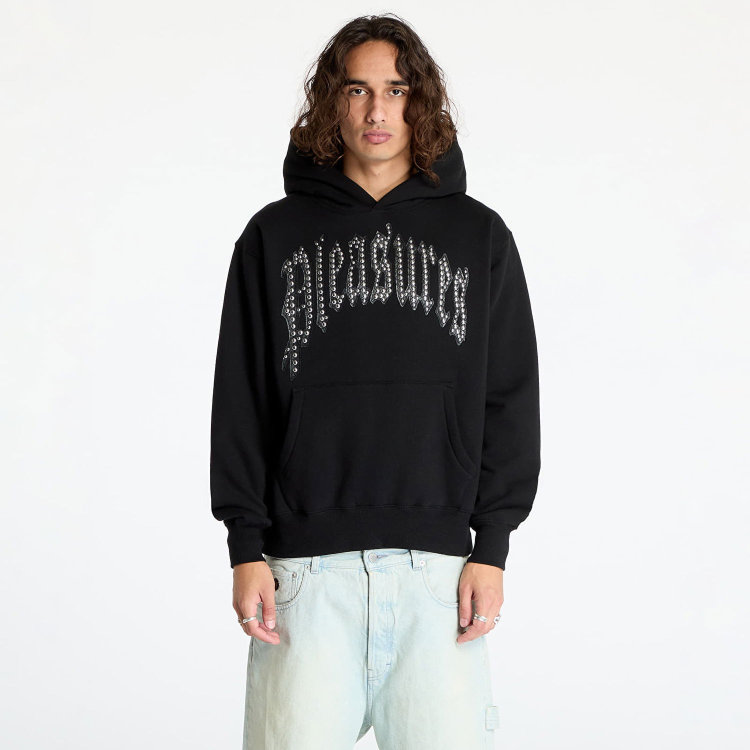 Mikina Pleasures Twitch Studded Hoodie Black Čierna | P24F043 BLACK, 0