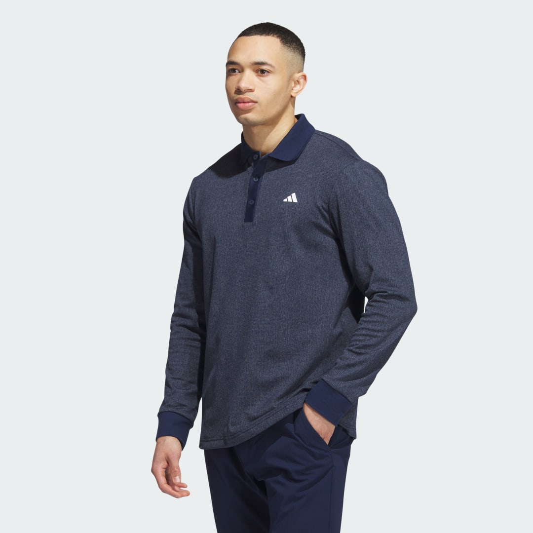 Polo tričko adidas Performance Heathered Long Sleeve Polo Navy | HZ0426, 0