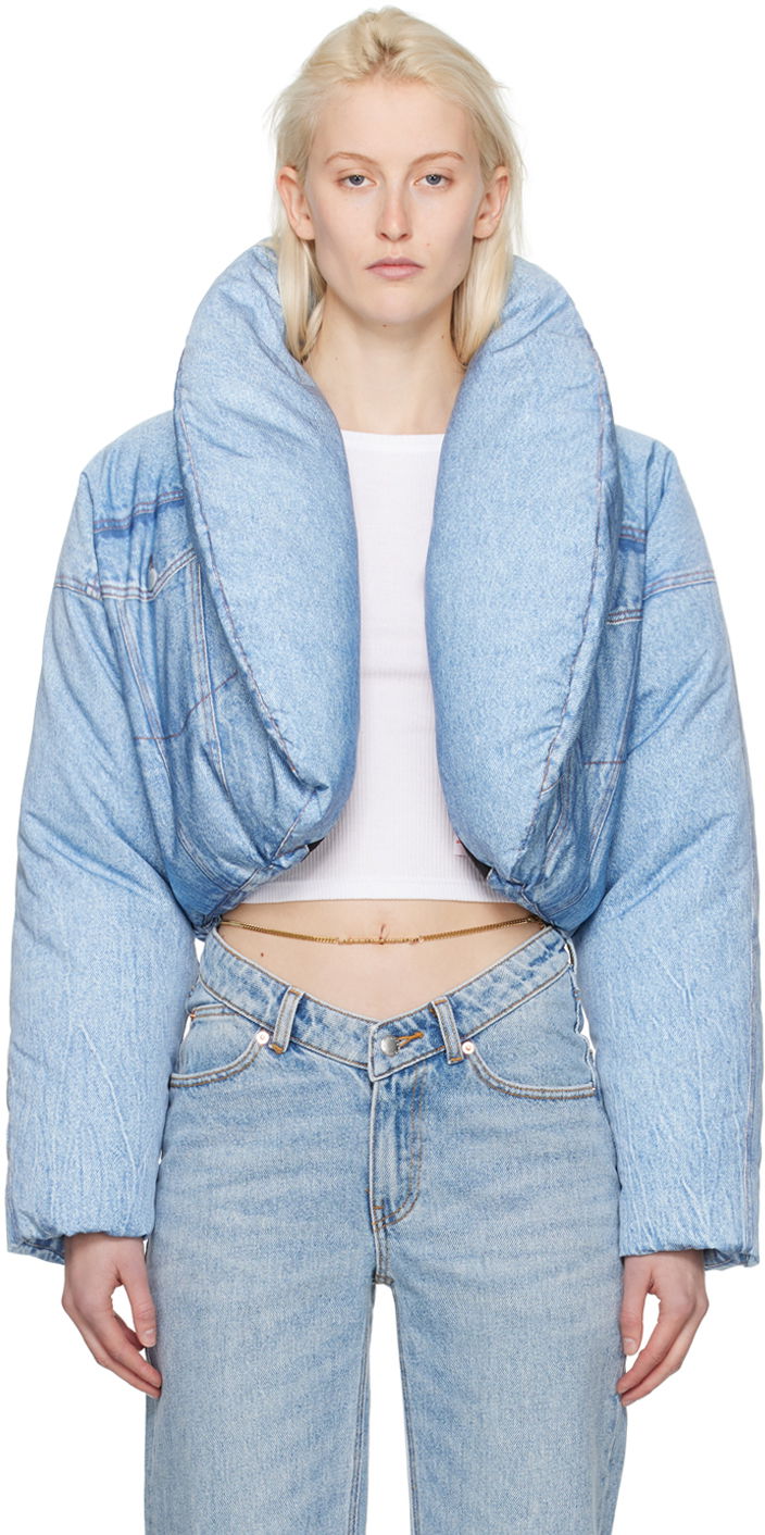 Bunda Alexander Wang Cropped Down Jacket Modrá | 1WC1242521