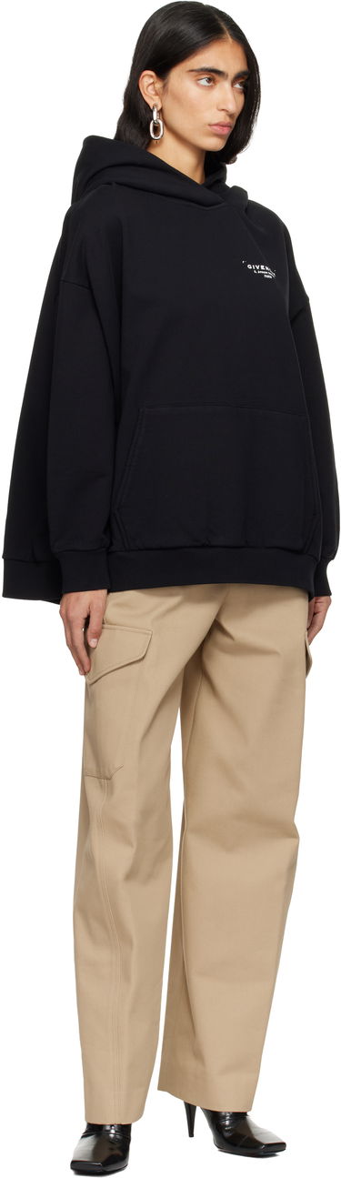 Mikina Givenchy Paris Text Logo Print Hoodie with Kangaroo Pocket Čierna | BWJ04TP75N001, 3