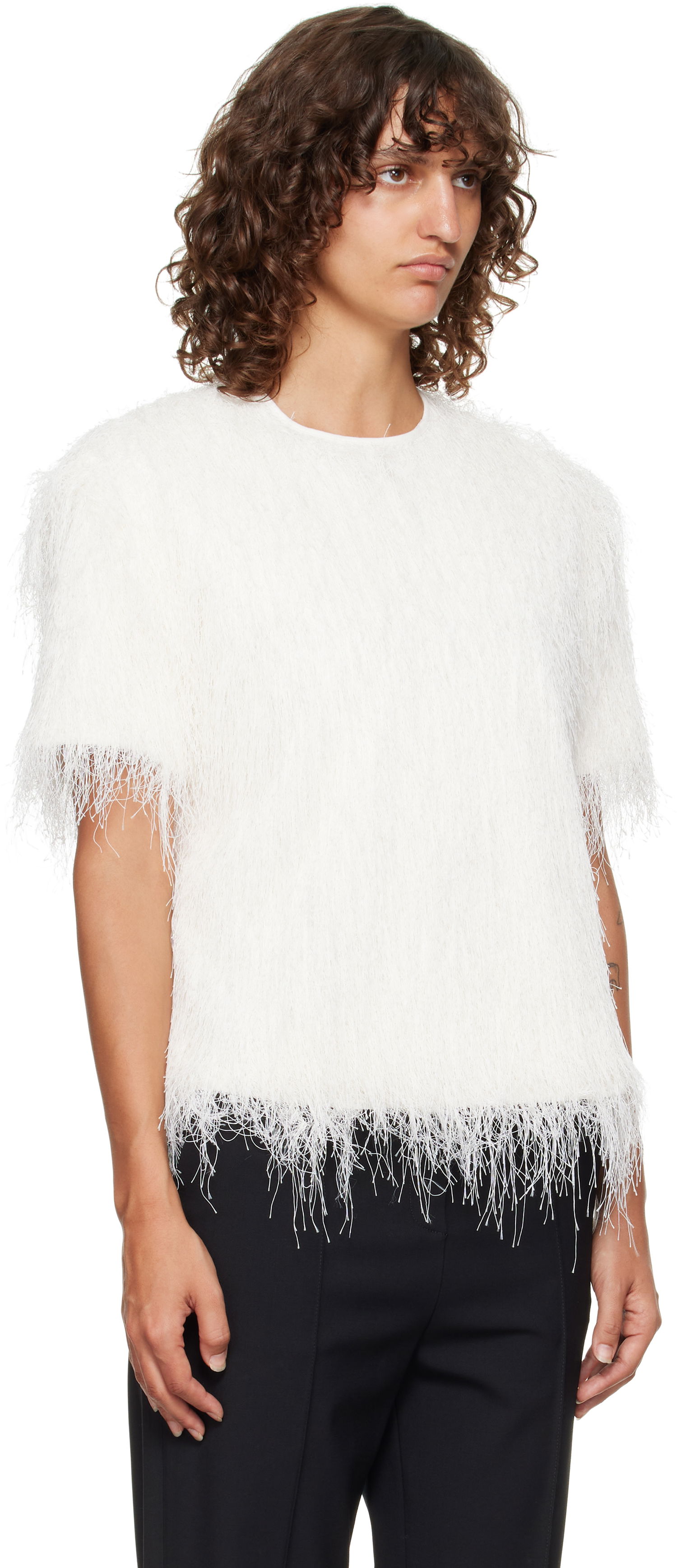 Tričko Loulou de Saison Loulou de Saison Zaro Fringed T-Shirt Biela | ZARO, 1