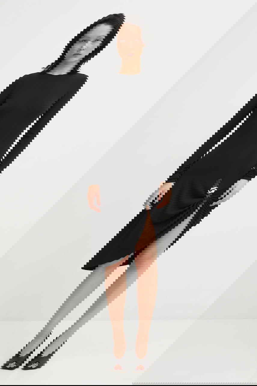 Šaty Coperni Suspended Long-Sleeve Midi Dress with Side Buckle Detail Čierna | COPR243F5022, 0