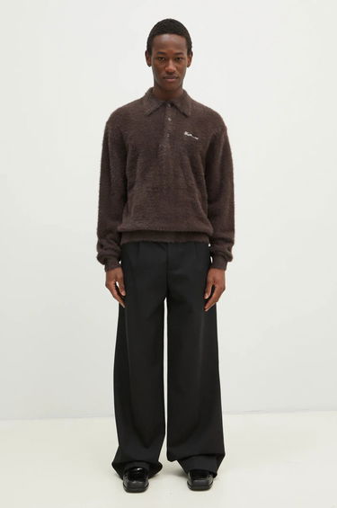 Sveter thisisneverthat thisisneverthat SCT-Logo Shaggy Knit Polo Hnedá | TN243KKNPK08, 4