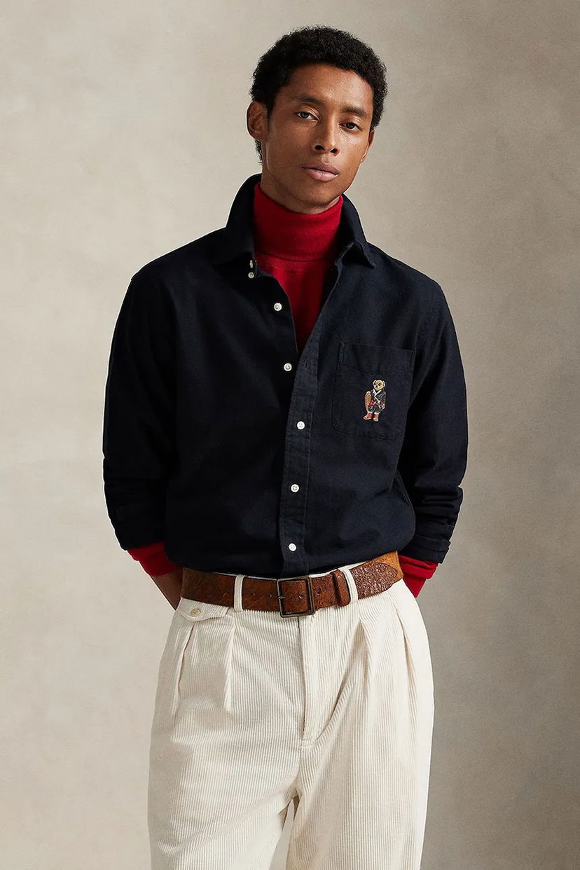 Košeľa Polo by Ralph Lauren Regular Fit Corduroy Bear Shirt Navy | 710P00662