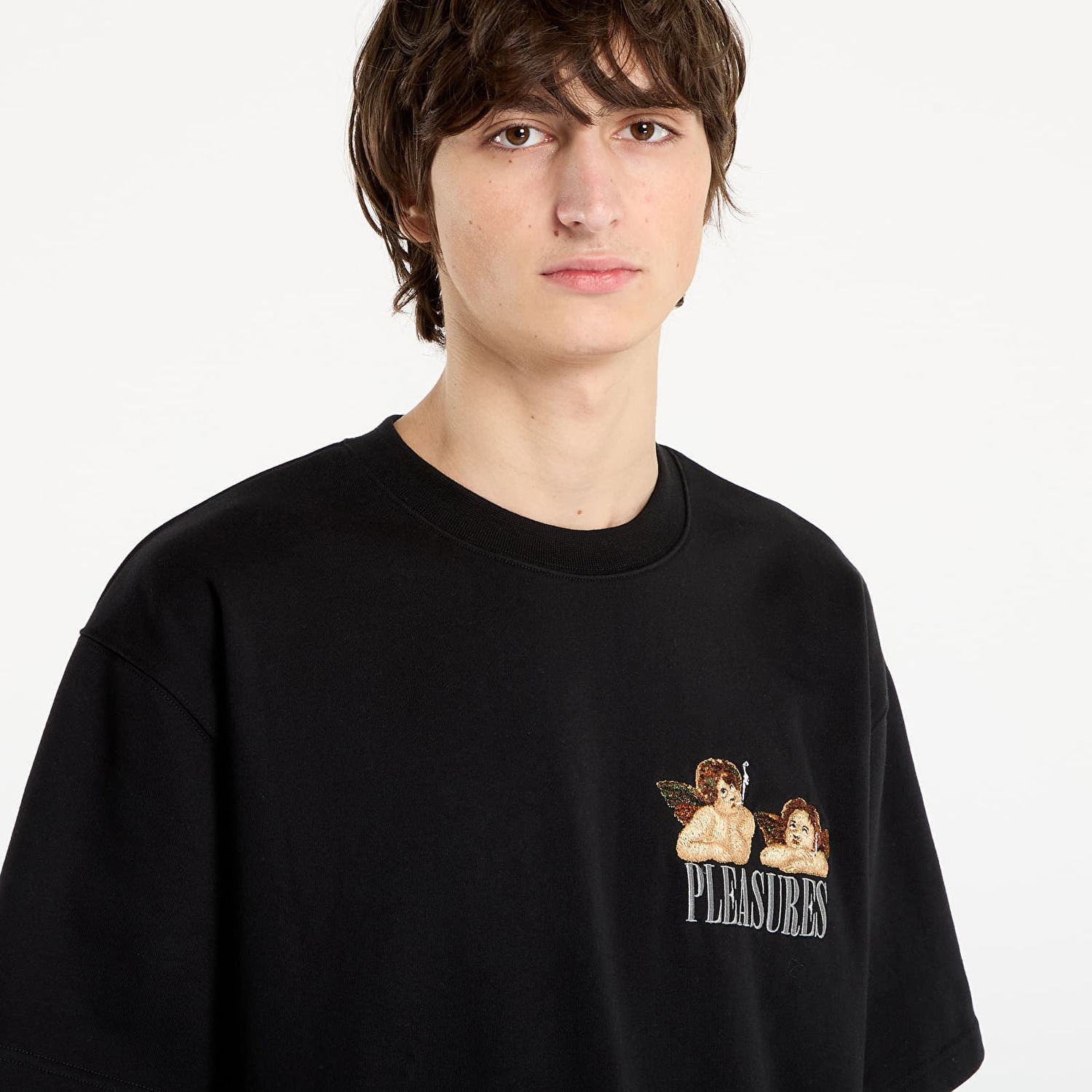 Tričko Pleasures Dynamic Short Sleeve Crewneck T-Shirt with Cherub Graphic Čierna | P25F046-BLACK, 1