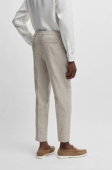 Nohavice BOSS Micro-Patterned Stretch Formal Trousers Šedá | 50540725, 1