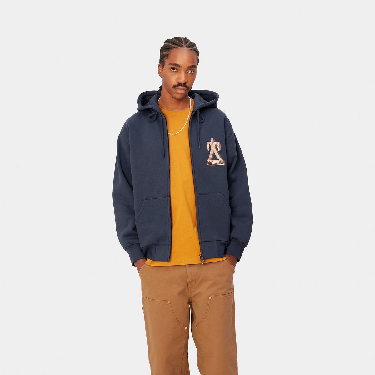 Bunda Carhartt WIP Hooded Built Sweat Jacket Navy | I032469_01_XX, 0