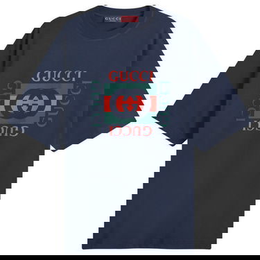 Tričko Gucci Interlocking Box Logo T-Shirt Navy | 784361-XJGKA-4735, 0