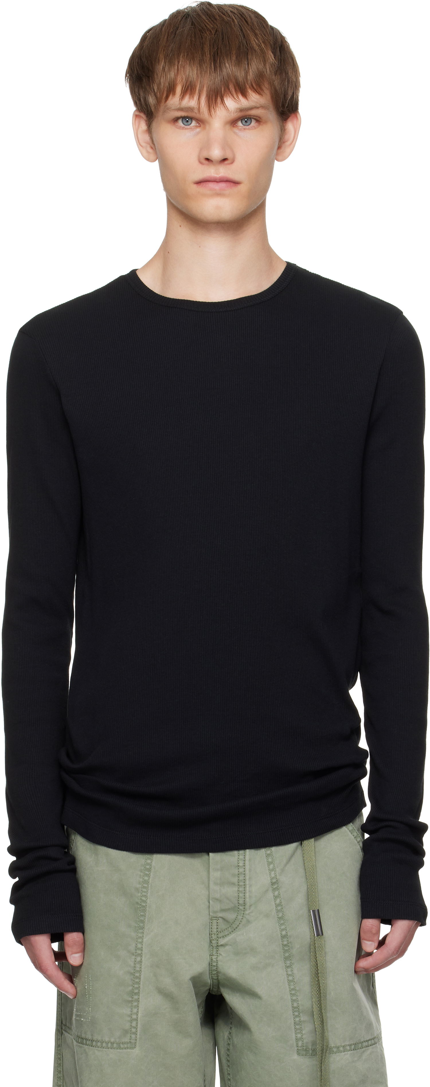 Tričko Ann Demeulemeester Ann Demeulemeester Greg Thermal Long Sleeve T-Shirt Čierna | B0011646-FA659-099, 0