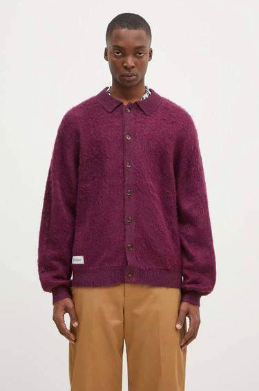 Sveter Butter Goods Mohair Button Up Knitted Cardigan Vínová | BG243400, 0