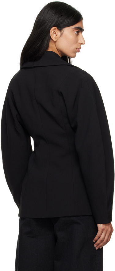 Bunda GANNI GANNI Bonded Crepe Curve Sleeve Jacket Čierna | F9608, 2