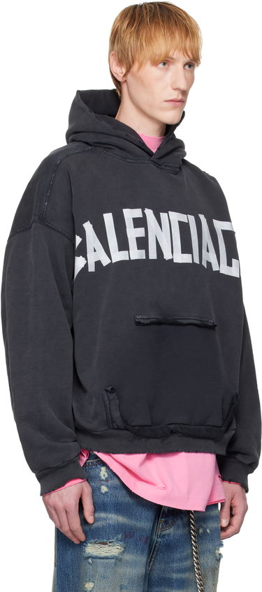 Mikina Balenciaga Balenciaga Tape Type Ripped Pocket Hoodie Čierna | 744441TRVK2, 1