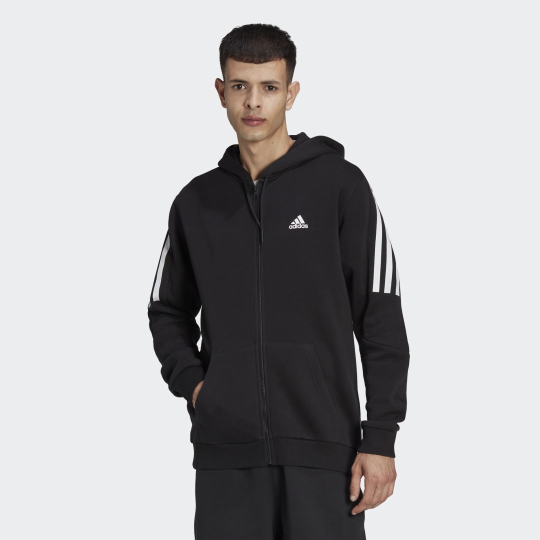 Mikina adidas Originals Future Icons 3-Stripes Fleece Full-Zip Čierna | HK2158, 0