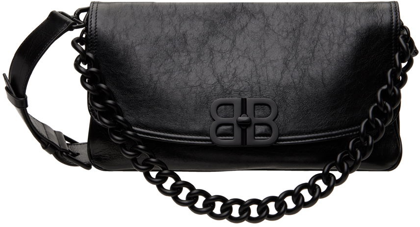 Black 'BB' Soft Medium Flap Bag