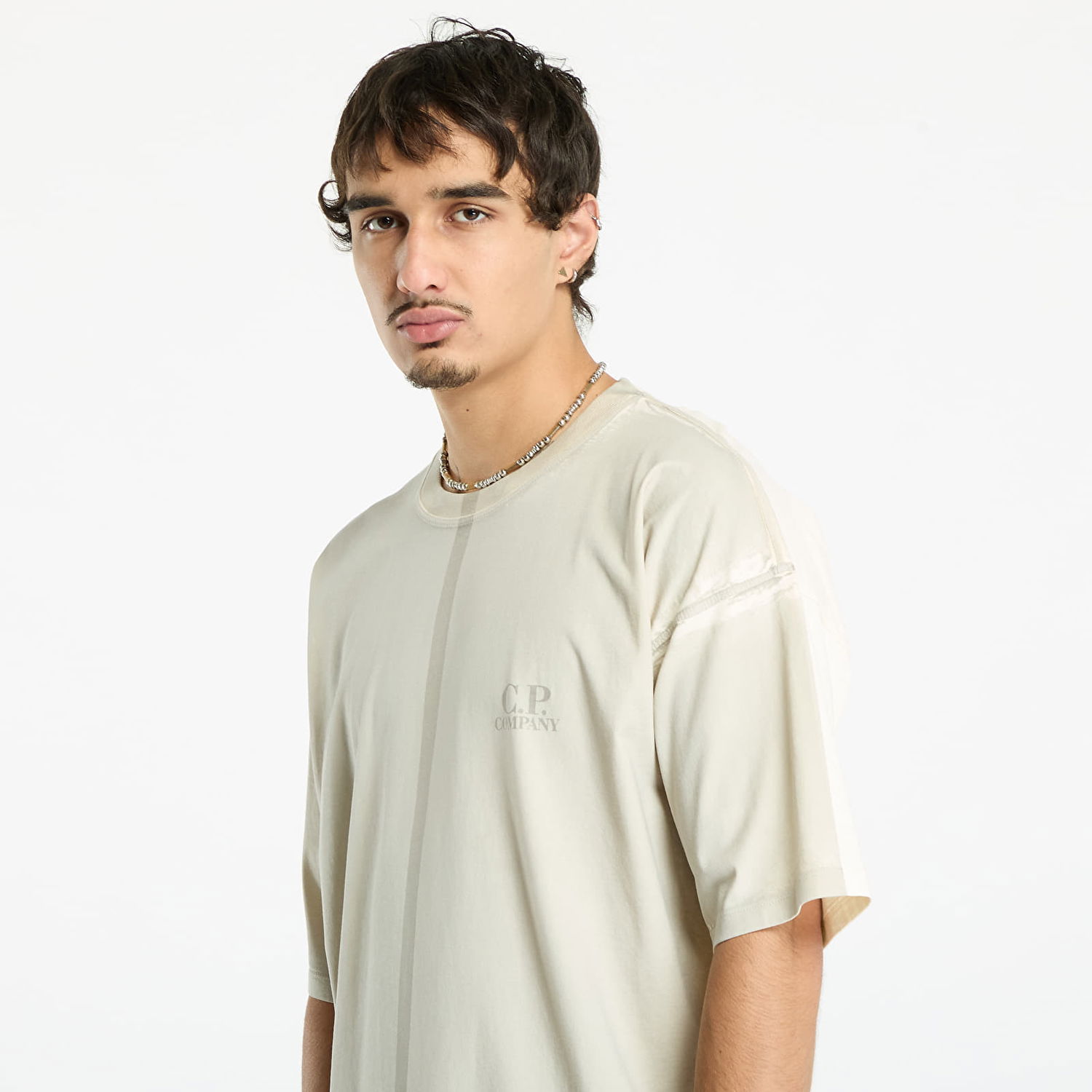 Tričko C.P. Company C.P. Company 24/1 Jersey Short Sleeve Printed Logo T-Shirt Béžová | 19CMTS231A005431P-402, 1
