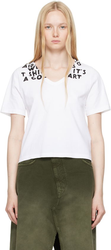 Tričko Maison Margiela MM6 Maison Margiela V-Neck SIDA Print T-Shirt Biela | S62GD0203 M20108, 0