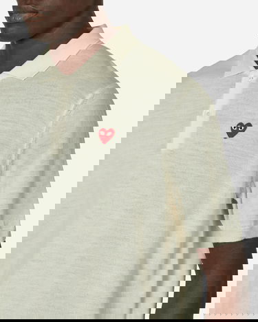Polo tričko Comme des Garçons Red Heart Polo Sweater Off White Biela | P1N094 6, 5