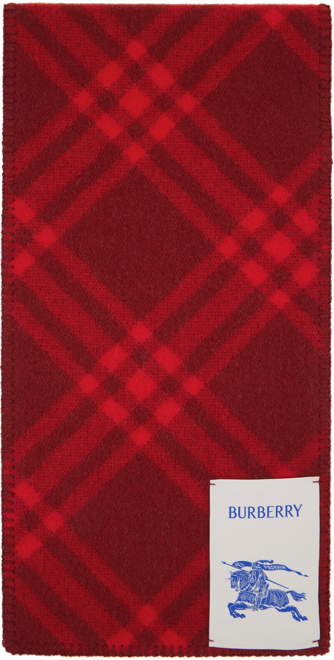 Šál Burberry Check Wool Scarf Burgundy / Red Vínová | 8079248