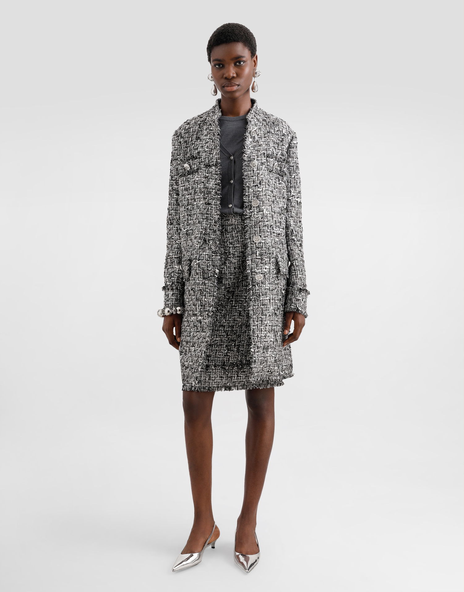 Kabáty Dolce & Gabbana Dolce & Gabbana Single-Breasted Raschel Tweed Coat Rôznofarebný | F0W2PTFMMH7S8030, 1