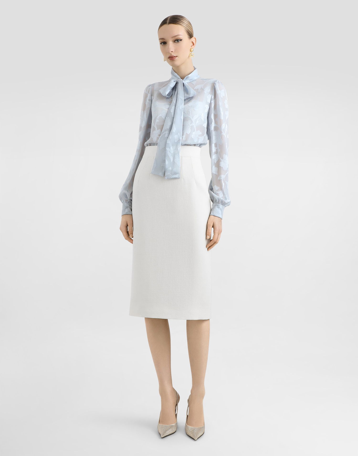 Košeľa Dolce & Gabbana Dolce & Gabbana Floral Jacquard Shirt with Tie Modrá | F5T81TFJ1J3B0276, 1