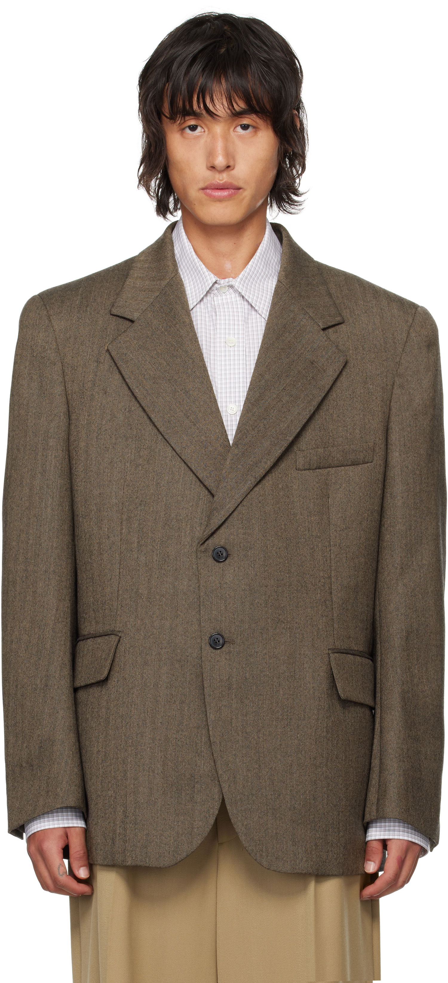 Bunda HED MAYNER Herringbone Blazer Hnedá | HMMZ15008A-HZ113X, 0