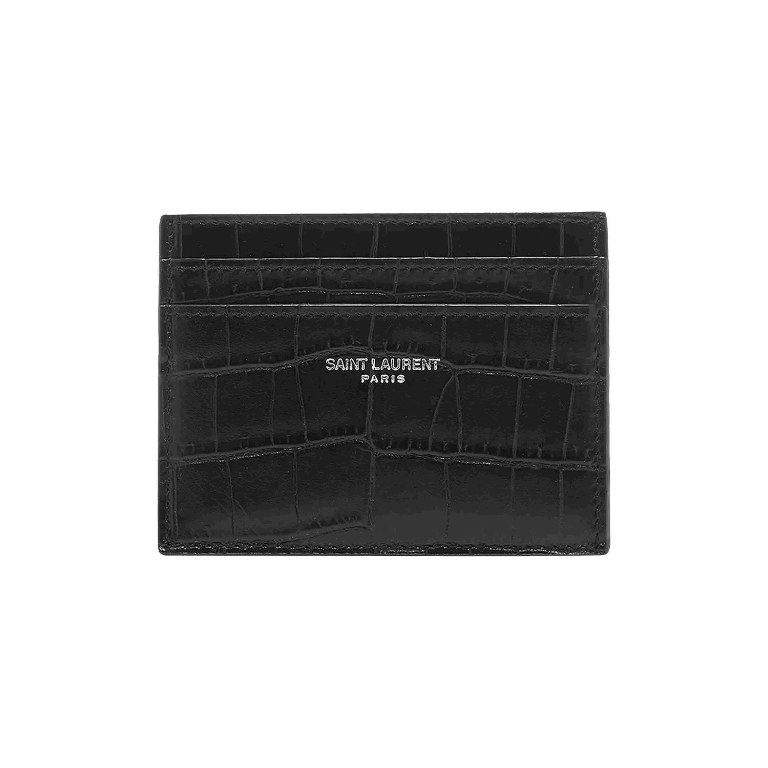 Peňaženka Saint Laurent Embossed Leather Credit Card Case Čierna | 375946 DZE0E 1000, 0