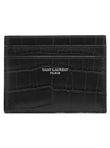 Peňaženka Saint Laurent Embossed Leather Credit Card Case Čierna | 375946 DZE0E 1000