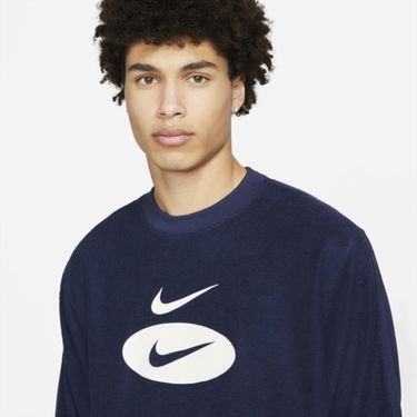 Mikina Nike Sportswear Swoosh League French Terry Crew Modrá | DM5464-410, 1