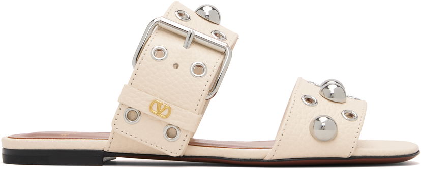 Tenisky a topánky Valentino Garavani Nellcôte Studded Buckle Slide Sandals Béžová | 7W2S0MM4DKV