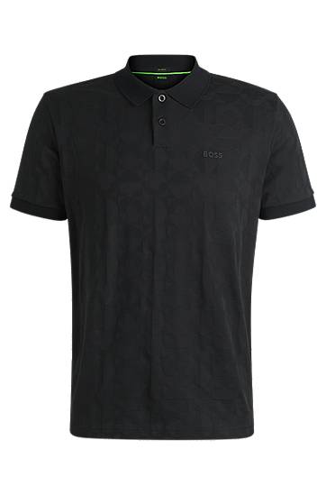 Polo tričko BOSS BOSS Circle Jacquard Polo Shirt Čierna | 50538191, 0