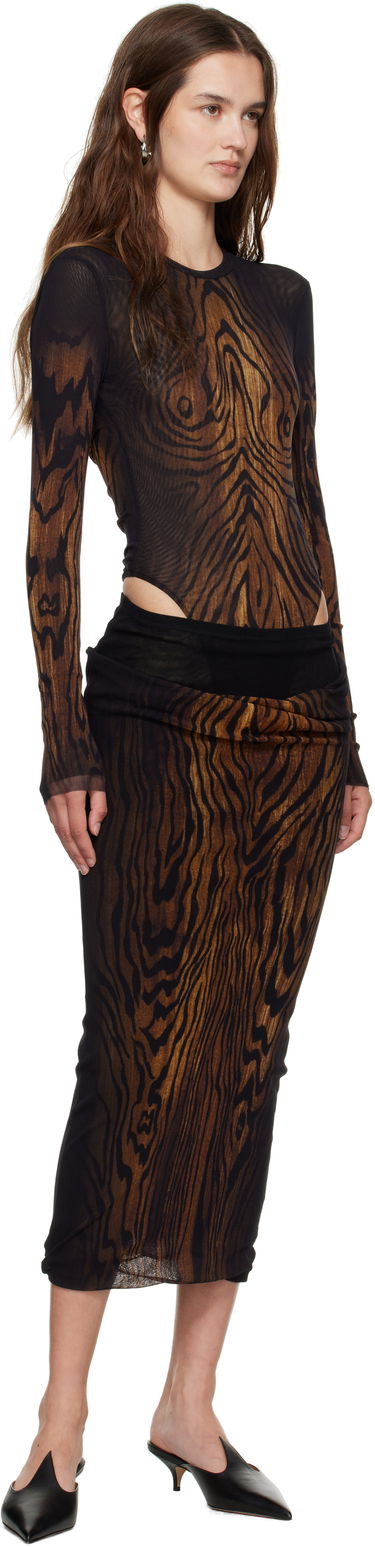 Sukňa Jean Paul Gaultier Jean Paul Gaultier 'The Long Draped Wood' Midi Skirt Hnedá | 25/03-W-SK011-M002P-0060, 3