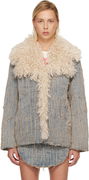 De-Aconic-S Frayed Denim Jacket with Faux Fur Trim