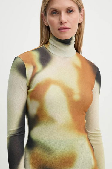 Tričko Nanushka HARRI Printed Turtleneck Top Béžová | NW24FWTP33076, 0