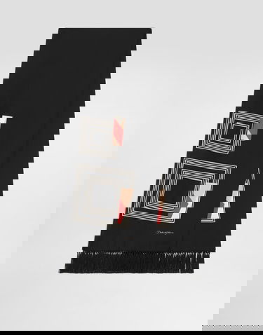 Šál Dolce & Gabbana Fringed Vintage-print Twill Scarf Čierna | GQ386EG0WWWN0000, 2