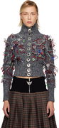 Chopova Lowena Washed Up Embellished High-Neck Cardigan