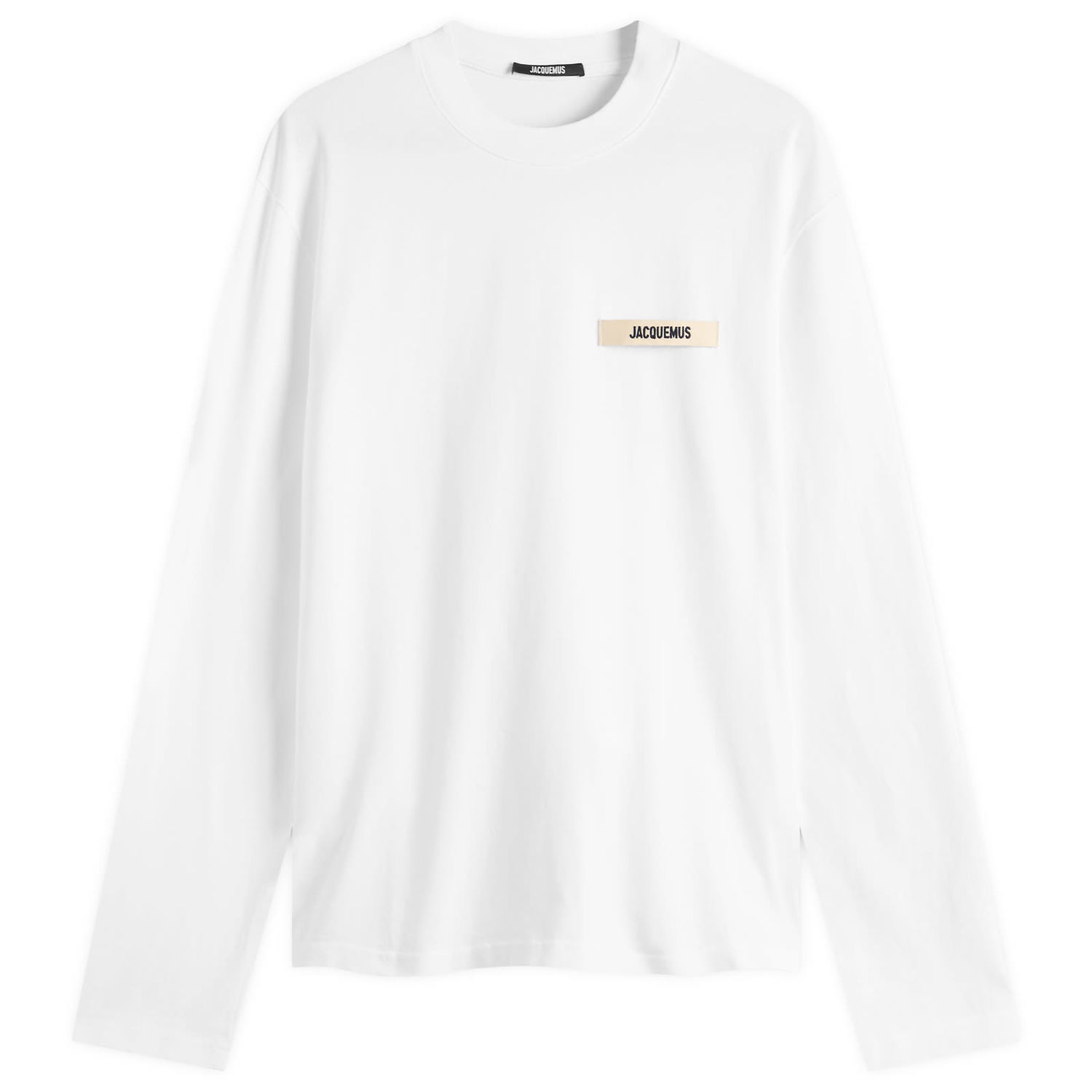 Tričko Jacquemus Jacquemus Grosgrain Logo Long Sleeve T-Shirt, Size Large Biela | 25HTSM00570AJ00226-100, 0