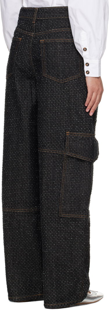 Cargo nohavice GANNI GANNI Fluffy Carpenter Jeans Čierna | J1617, 2