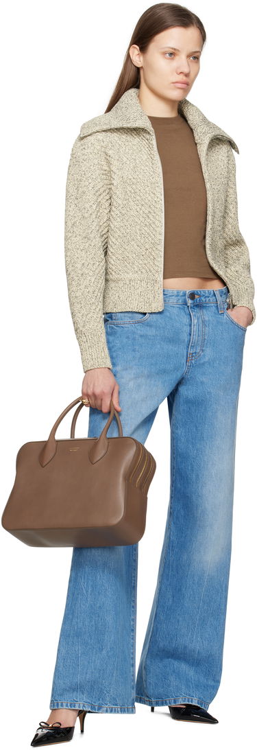 Sveter FERRAGAMO Ferragamo Cotton Diagonal Rib Knit Sweater Béžová | 780976, 3