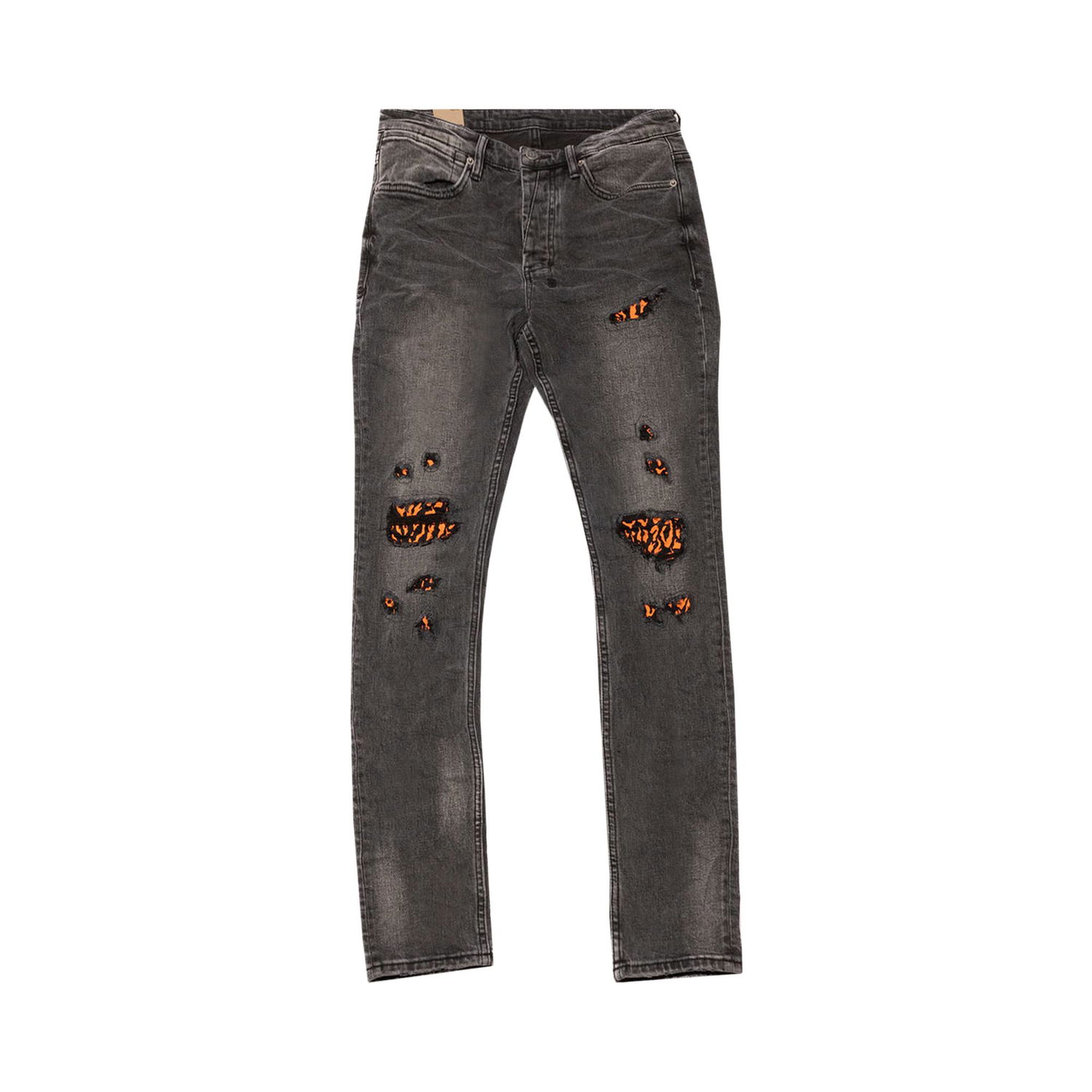 Džínsy Ksubi Van Winkle Angst Distressed Denim Jeans with Orange Patches Šedá | 5000007253, 1