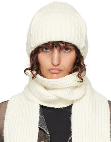 Šál We11done We11done Chunky Knit Beanie and Scarf Set Biela | WD-KH3-24-642-U-IV, 0