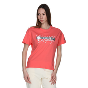 Crewneck T-Shirt with Metallic Bar and Authentic Script Graphic