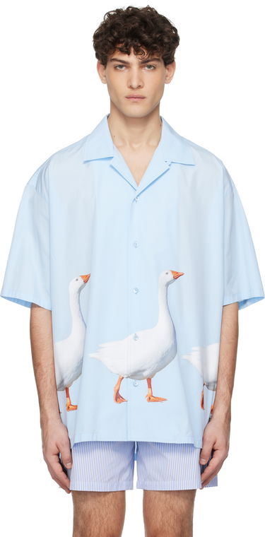 Košeľa Moschino Moschino Goose Print Cotton Poplin Shirt Modrá | 251ZZA023502351293, 0
