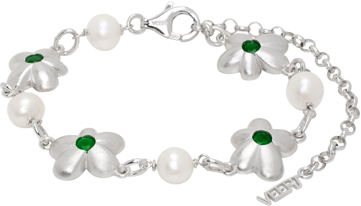 Náramok VEERT Flower Bracelet With Pearls Metalická | BR04RH-WG, 0