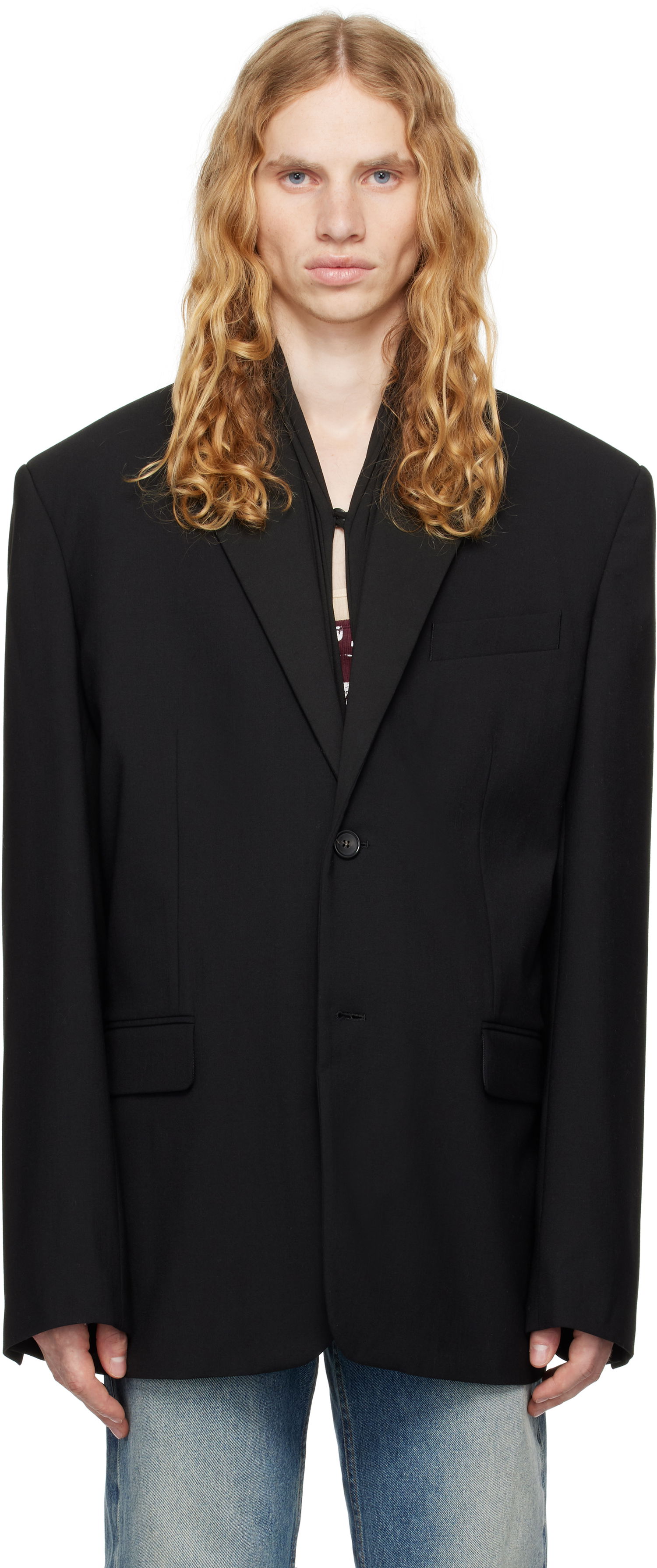 Bunda Y/PROJECT Draped Lapel Blazer Čierna | 201BL008, 0
