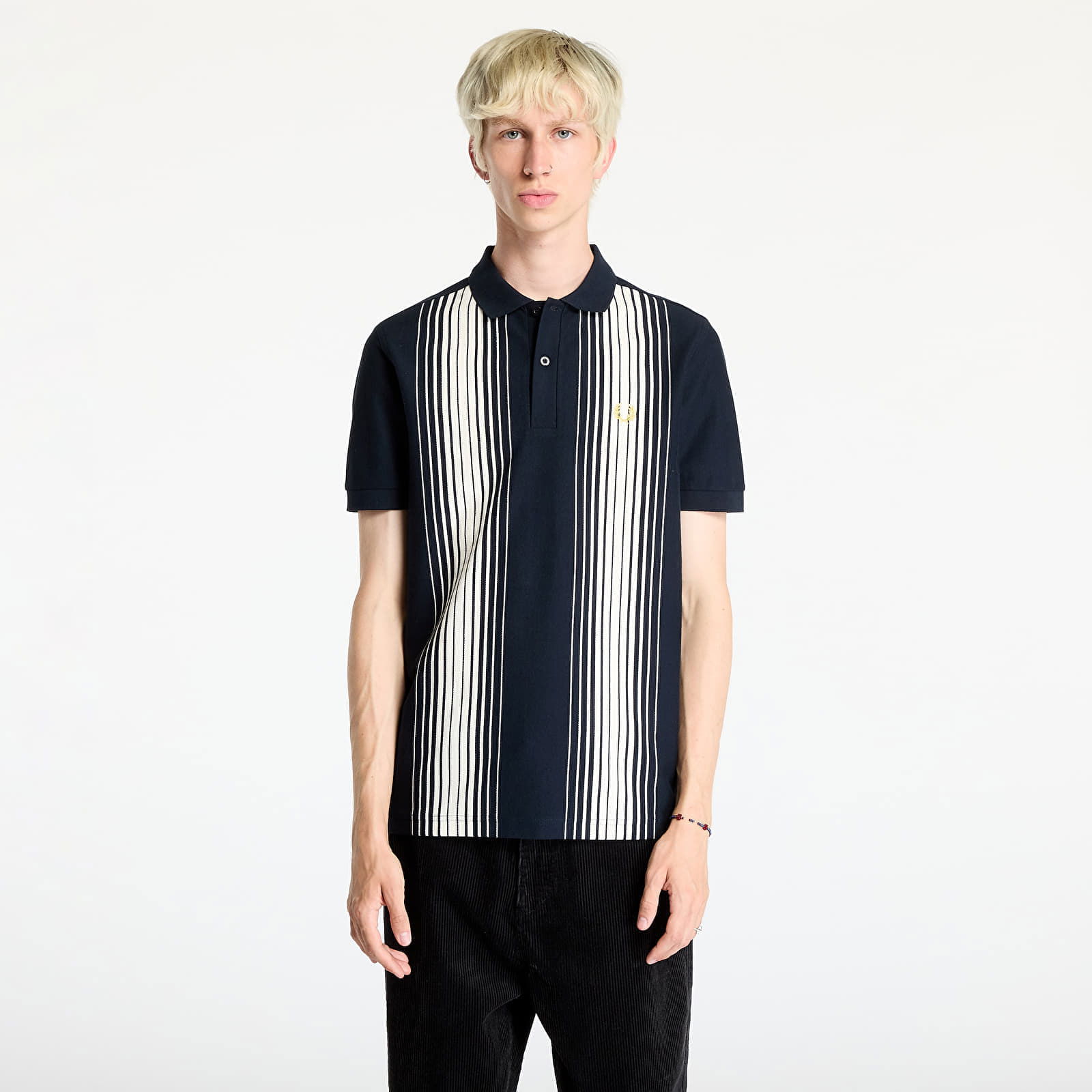 Ombre Stripe Polo Short Sleeve Tee Navy