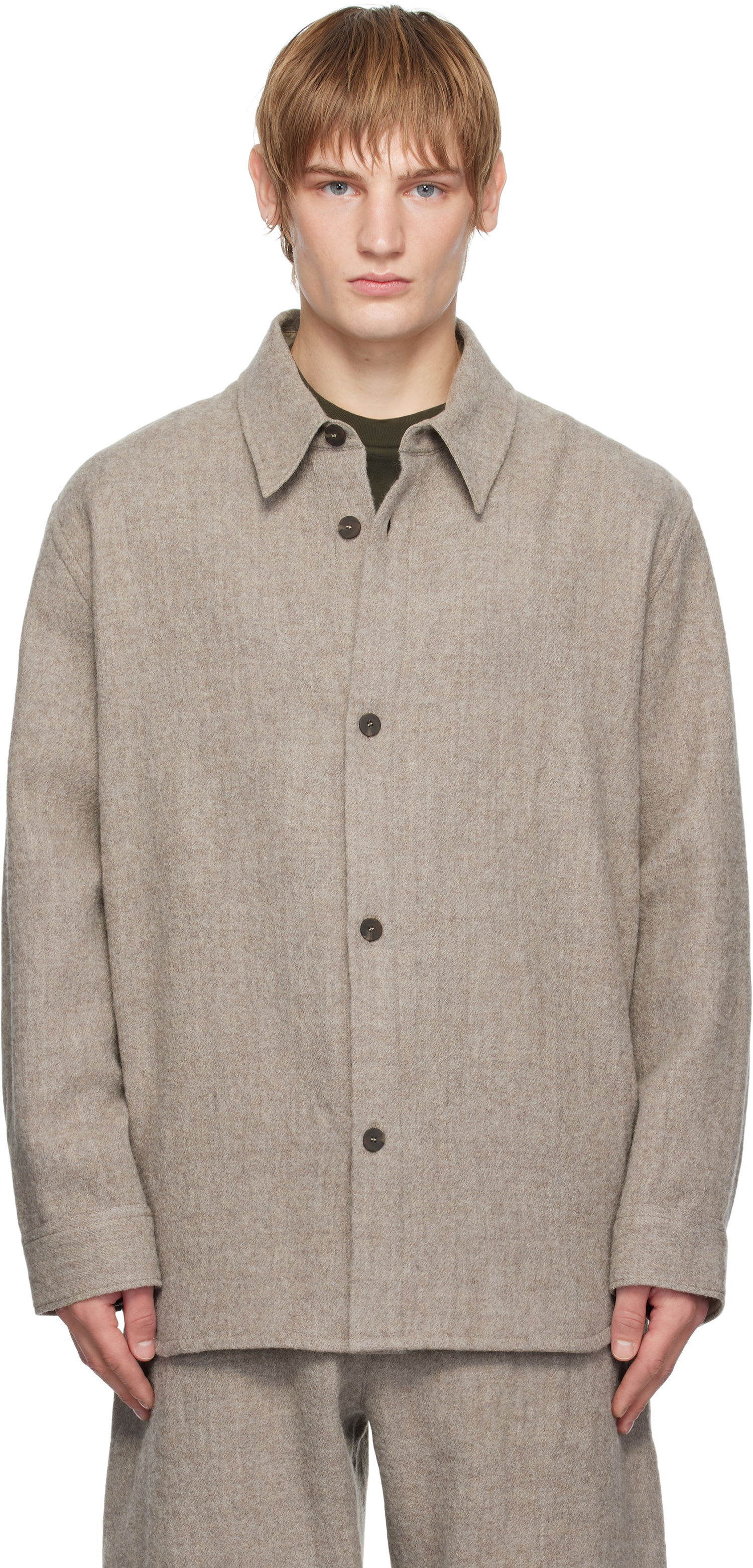 Košeľa Studio Nicholson Studio Nicholson Deck Wool Shirt Béžová | DECK SNM - 1296, 0