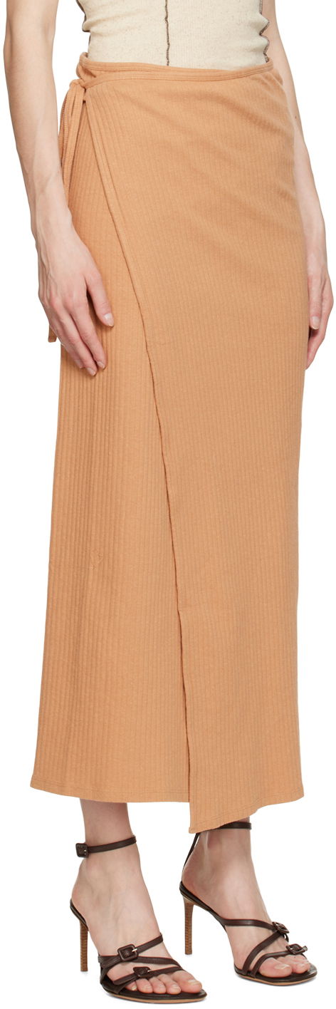 Ribbed Midi Wrap Skirt