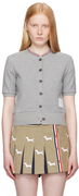 Thom Browne Cotton Waffle Short Sleeve Cardigan