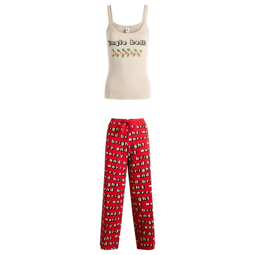 Pyžamo SKIMS CPFM Tank Top & Modal Waffle Pant Sleep Set Jingle Bells Rôznofarebný | ST-SET-10059W-STJ