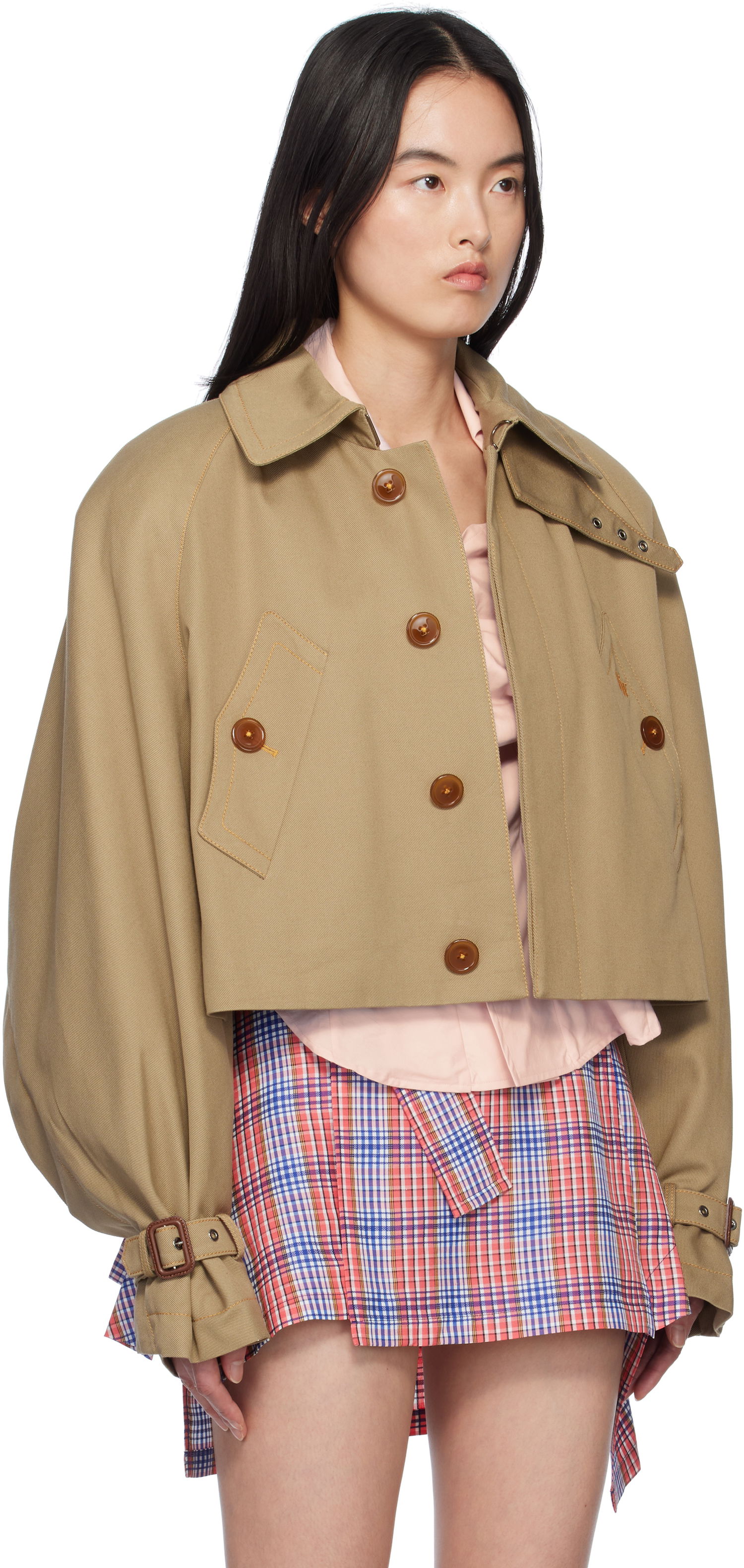 Bunda Vivienne Westwood Vivienne Westwood Graziano Cropped Trench Coat Béžová | 3301001L-W011Y-, 1